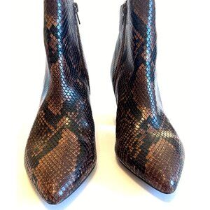 Steve Madden Jillian Snake Booties in Black & Bronze, Size 7.5.